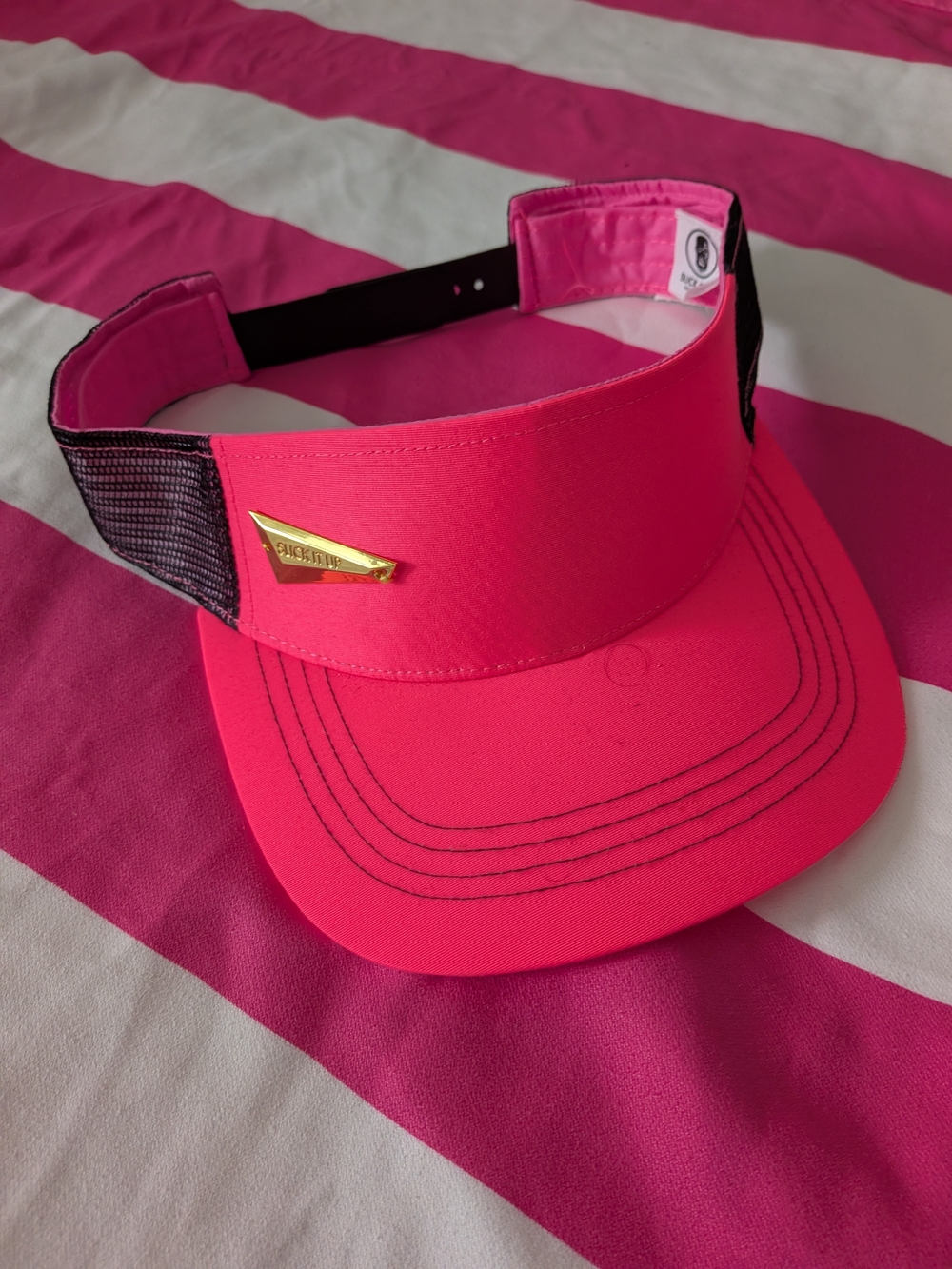 Neon Pink Slick It Up Visor with Gold Accent